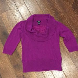 Plum Alfani 3/4 Sleeve Cowl Neckline Sweater